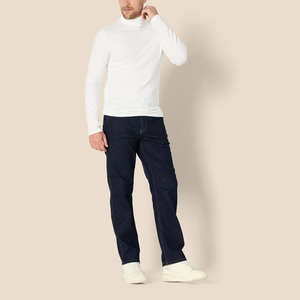 Suéter de cuello alto para hombre de alta calidad, corte ajustado, mezcla de algodón y poliéster, para todas las temporadas, suave, transpirable y a la moda. - Product Image 5