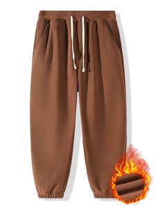 Men Casual Fleece <b>Jogger</b> Pants Elastic Waist Drawstring Side Pockets Thick Warm Winter Sweatpants for Home Wear - Product Image 2