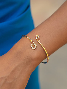 Twinkling Stars Gold-Plated 925 Sterling <b>Silver</b> <b>Cuff</b> <b>Bracelet</b> Fine Jewellry Handmade Bulk Product - Product Image 2
