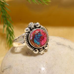 Pink Spiny Oyster Turquoise 925 Sterling <b>Silver</b> Gemstone Handmade Jewelry <b>Ring</b> Sterling <b>Silver</b> <b>Ring</b> <b>Statement</b> <b>Ring</b> Gift For Love - Product Image 1