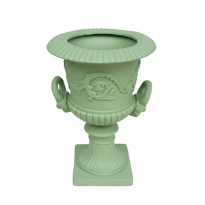 Pots à fleurs en métal blanc avec design côtelé pour utilisation en jardin, jardinière extérieure pour fleurs ou plantes vertes, durables et non revêtus - Product Image 3