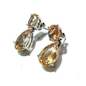Natural Citrine <b>Drop</b> Gemstone Earrings, 925 Sterling Silver, Yellow Gemstone Jewelry Gift Birthday Earring - Product Image 4