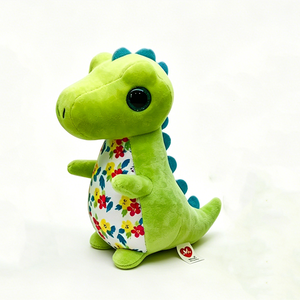 Dinosaure en peluche vert aux grands yeux |   Peluche de dinosaure à imprimé floral doux, cadeau pour filles - Product Image 4