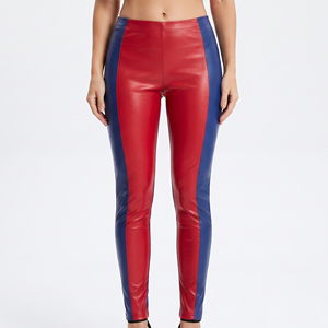 Leggings en cuir pour femmes, coupe ajustée, pantalon moulant en cuir, logo personnalisé, pantalon skinny en cuir taille haute pour femmes - Product Image 6