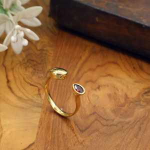 Gold Plated Open Adjustable Gemstone <b>Ring</b> Minimalist <b>Statement</b> <b>Ring</b> for Women Fashion Jewelry OEM ODM Wholesale - Product Image 1
