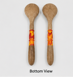 Ensemble de service à salade en bois écologique avec fourchette et cuillère à résine, résistant au lave-vaisselle, idéal pour les dîners de mariage - Product Image 2