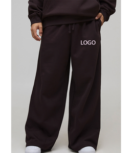 Pantalon de jogging OEM taille haute pour homme, coupe large, en coton biologique 100%, avec effet ventre plat, personnalisable par sérigraphie - Product Image 1