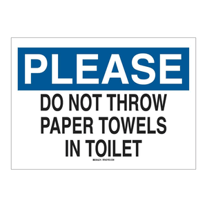 Panneau mural Brady pour toilettes : Ne jetez pas les serviettes dans les toilettes - Panneau de signalisation durable - Product Image 3