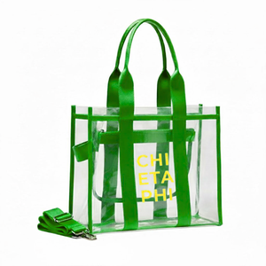 Sac fourre-tout transparent Chi Eta Phi Sorority, sac fourre-tout en vinyle transparent avec poignées d'épaule, sac de transport en PVC transparent approuvé pour les stades - Product Image 1