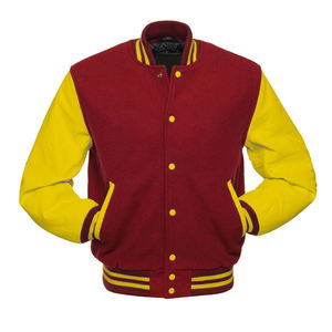 Veste de baseball vintage en laine imperméable personnalisée, brodée, col rond, streetwear tendance - Product Image 1