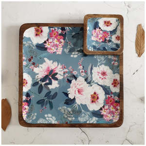 Bandeja de Madera Natural con Diseño Floral, Plato Decorativo para Servir Comida, Té, Café, Bocadillos, Desayuno, Regalo para el Hogar o Restaurante - Product Image 5