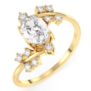 แหวน REYES ทรงอาร์ตเดโค ประดับเพชรโมอิสซาไนต์รูปไข่ 1.43 กะรัต ตัวเรือนเงินแท้ 925 สำหรับงานหมั้นและงานครบรอบ - Product Image 2