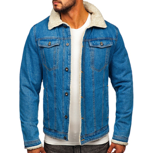 Men's <b>Two</b>-<b>piece</b> Hoodie Fashion Ripped Blue Jeans Coat Streetwear Mens Stylish Jackets Jean Trendy Denim Jacket for Men - Product Image 1