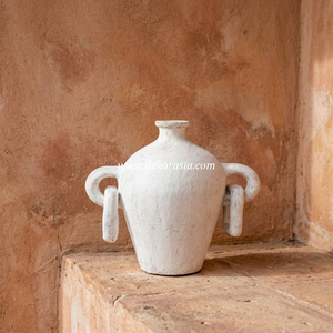 Jarrón de Cerámica Rústico Blanco Liso Tipo Anfora con Doble Asa para Mesa, Maceta de Terracota, Exportador Mayorista - Product Image 3