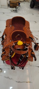 Silla de Montar Occidental de Cuero con Diseño Floral 2025, Silla de Montar de Cuero Genuino Portátil de Doble Asiento para Carreras de Barriles para Vaqueros - Product Image 5