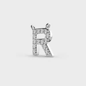 925 <b>Silver</b> Letter R Pendant With Moissanite Pave Setting Classic Unisex Everyday Wear - Product Image 6
