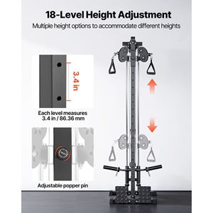 Macchina Lat Pulldown a Parete con Regolazione Altezza a 18 Livelli, Sistema 3-in-1 per Allenamento a Cavo e Remo, per Palestra Domestica - Product Image 3