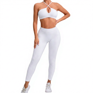 Conjunto de Leggings Rosa de Cintura Alta, Ropa de Yoga de Longitud Completa, Transpirable, Conjunto Deportivo de Dos Piezas - Product Image 3