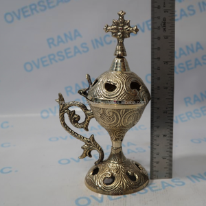 Quemador de Incienso de Latón Hecho a Mano para Iglesia, Oración, Meditación, Aromaterapia, Taza Decorativa de Resina para Carbón - Product Image 2