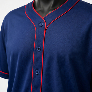 Maillot de baseball bleu marine pour homme, manches courtes, boutons sur le devant, tissu respirant en polyester, couleur unie, vêtements de sport - Product Image 3