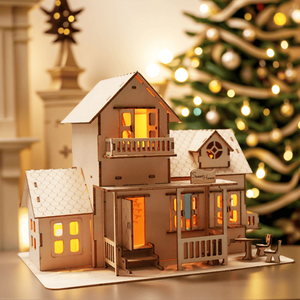 Puzzle 3D in Legno Sweet Home, Carillon Artigianale, Kit Casa delle Bambole in Miniatura, Luci Notturne LED, Prodotto Unico Fai-da-Te - Product Image 6
