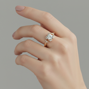 Anillo de Compromiso con Diamante Cultivado en Laboratorio, Oro de 14K, Estilo Art Deco Vintage, Anillo con Halo Geométrico, Fabricante de Joyería Personalizada, OEM, ODM - Product Image 6