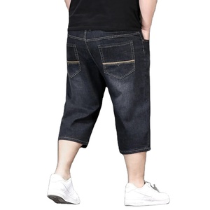 Nouveaux shorts en jean pour hommes, grande taille, longueur longue, coupe ample, extensibles, personnalisés, légers, pour l'été, pour hommes corpulents - Product Image 6