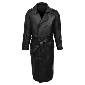 Abrigo de Cuero Napa de Primera Calidad para Hombre, Estilo Clásico Cruzado con Cinturón, Fabricante Mayorista OEM - Product Image 1