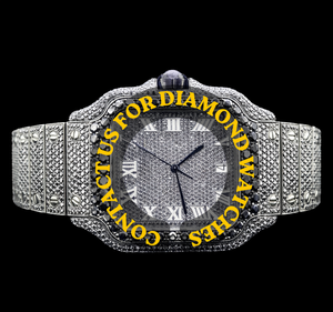 Reloj de Lujo con Diamantes Moissanite Negros de Primera Calidad, Caja Cuadrada, Esfera con Números, Movimiento de Cuarzo, Mecánico - Product Image 1