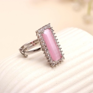 Anillo de Plata de Ley 925 con Cuarzo Rosa, Elegante y Ajustable, Joyería de Moda, Piedra de Nacimiento de Junio, Gran Venta - Product Image 3