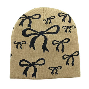 Chapeau en tricot à motif de nœuds jacquard personnalisé, bonnet d'hiver chaud unisexe pour adultes - Product Image 2