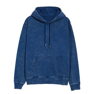 Sudadera con Capucha Azul para Hombre, Corte Regular, Color Sólido, Algodón French Terry, Estilo Casual para Otoño, Diseño con Bolsillos - Product Image 6
