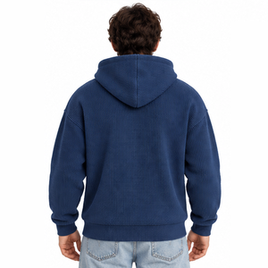 Sweat à capuche thermique en maille gaufrée pour homme, pull décontracté à manches longues pour l'hiver, streetwear personnalisé, vente en gros de vêtements - Product Image 5