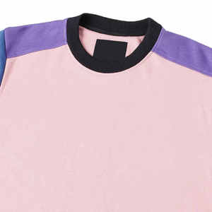 เสื้อสเวตเชิ้ตแขนยาวคอวีสีชมพู-น้ำเงินตัดกันสำหรับผู้ชาย ขายส่ง พร้อมปักโลโก้ตามสั่ง - Product Image 6