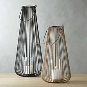 Bougeoir pilier doré et noir et lanternes Bougeoir grande taille lanterne suspendue pour la maison et le jardin Décoration de Noël - Product Image 1