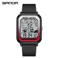 Montre numérique SANDA 6120 pour homme, bracelet en TPU, montre électronique carrée, OEM ODM, logo personnalisé, montre multifonction étanche
