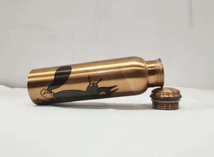 Handmade Copper <b>Flask</b> <b>Bottle</b> Leak Proof Reusable Ayurvedic Water <b>Bottle</b> for Office Desk Gym and Outdoor Travel - Product Image 6