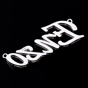 Pendentif en argent plaqué rhodium avec breloque lettre et pavé de cristaux, style classique unisexe, cadeau - Product Image 2