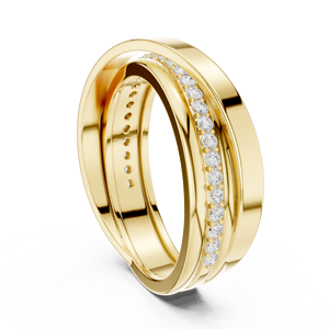 Bague torsadée croisée en or jaune avec diamant de laboratoire pour femme, alliance, cadeau de joaillerie fine, personnalisable - Product Image 4