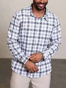 Men's Navy <b>Blue</b> Long Sleeve Dress <b>Shirt</b> Geometric Pattern Print Turn-down Collar Smart Casual Full Sleeve Poplin Fabric - Product Image 6