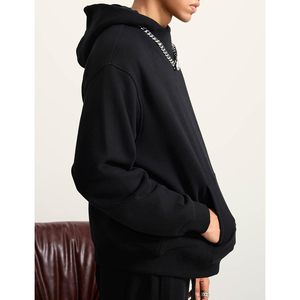 2025 Unisex Casual Midweight Fleece Pullover Hoodies Hombres Mock Neck Sudadera con capucha de gran tamaño Negro XXS Tamaño 3D Bordado - Product Image 2