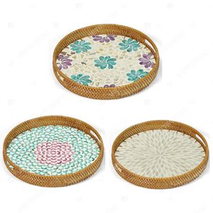 Contemporary Styling Woven Dinner Bamboo <b>Tray</b> <b>Table</b> Capiz Shell <b>Tray</b> Home Accessories Home Décor - Product Image 2