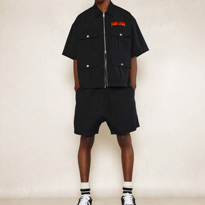 Wholesale Hot Selling Color Block Mens Sports Windbreaker Nylon Tracksuit for Men Streetwear 2 Piece Zipper <b>Jacket</b> <b>Short</b> Sets - Product Image 1