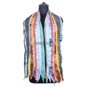 <b>Vintage</b> <b>Silk</b> Saree 10 Strips Patti <b>Scarves</b> Stole for Girls SC010 Trendy Stole Indian Sari Patches Reversible <b>Scarf</b> Colorful - Product Image 4