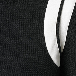 Blouson universitaire pour femme, noir et blanc contrasté, manches longues, broderie, hiver, longueur standard, simple boutonnage, polyester et coton tissé - Product Image 5