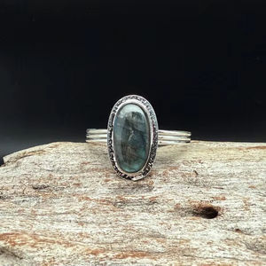 Blue Labradorite Cuff Bracelet 925 Sterling Silver Handmade Adjustable Gemstone Bracelet Statement Jewelry Gift - Product Image 1