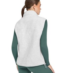 Light <b>Grey</b> Women Fleece <b>Vest</b> Custom Logo Full Zip Sleeveless High Collar Warm Casual Outdoor Sportswear Wholesale OEM Apparel - Product Image 2