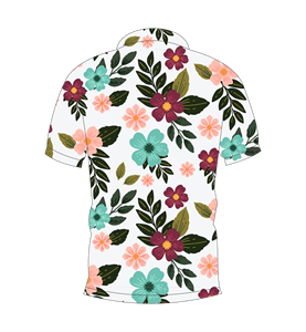 เสื้อโปโลผู้ชายสีขาวพิมพ์ลายดอกไม้หลากสีลำลองแขนสั้นแฟชั่นฤดูร้อน - Product Image 2
