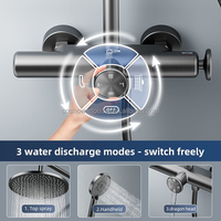 Ensemble de robinetterie de douche thermostatique chromé avec barre coulissante, trois modes de jet, cartouche céramique pour hôtels et villas
