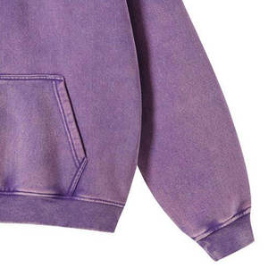 Sweat à capuche personnalisé avec logo en relief, de haute qualité, pour hommes, effet délavé, vente en gros - Product Image 4